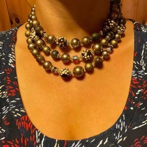 Beaded 3 strand necklace
